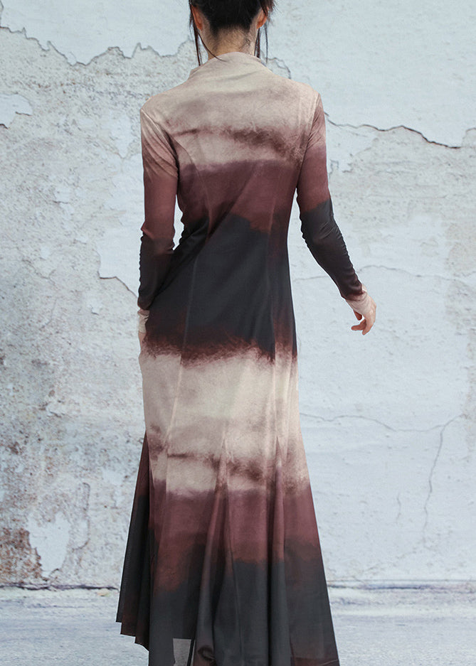 Mock Neck Long Sleeve Fit and Flare Maxi Dress - View 5
