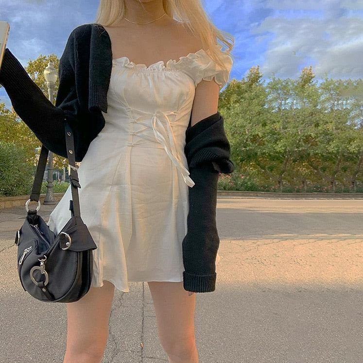Soft Girl Lace Up Mini Dress - View 4