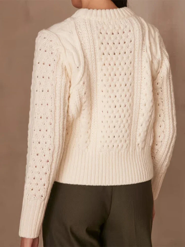 Crochet Round Neck Long Sleeve Sweater