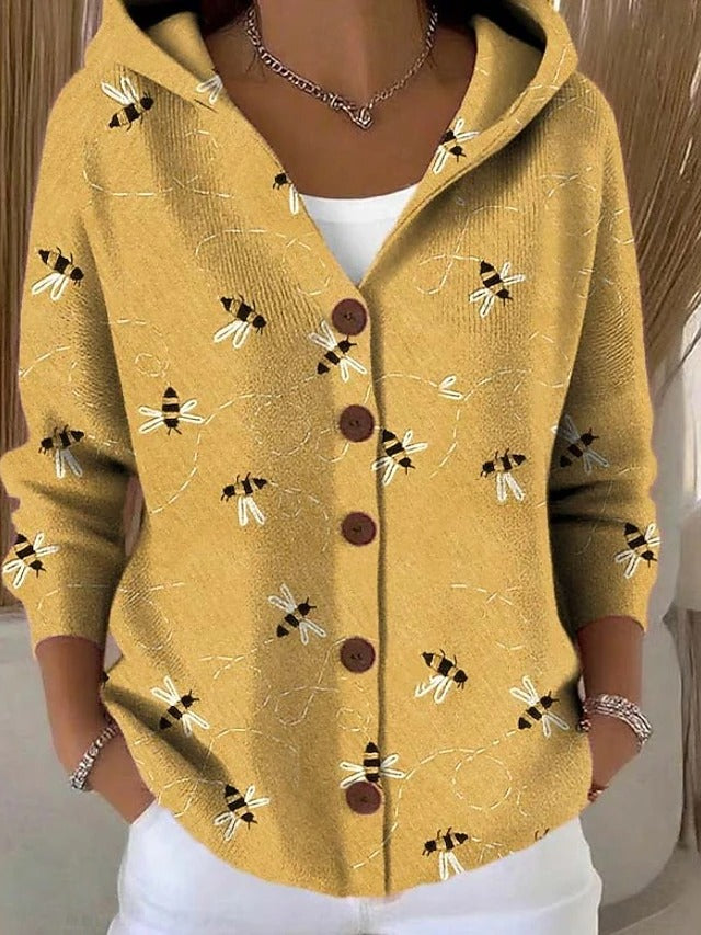Abstract Print Hooded Button Front Shirt 2