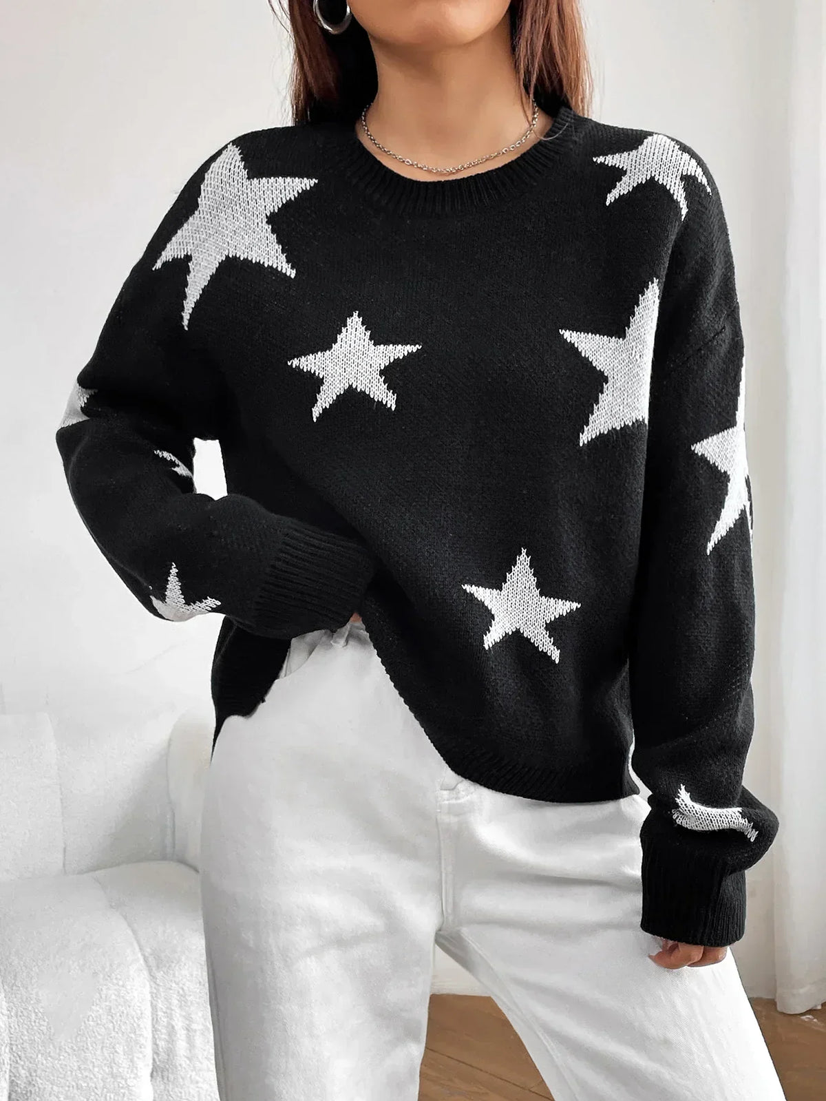 Stylish Colorful Contrast Starry Cozy Comfortable Loose