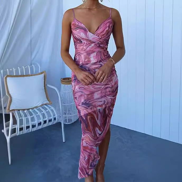 Spaghetti Strap Bodycon Slip Midi Dress - View 3