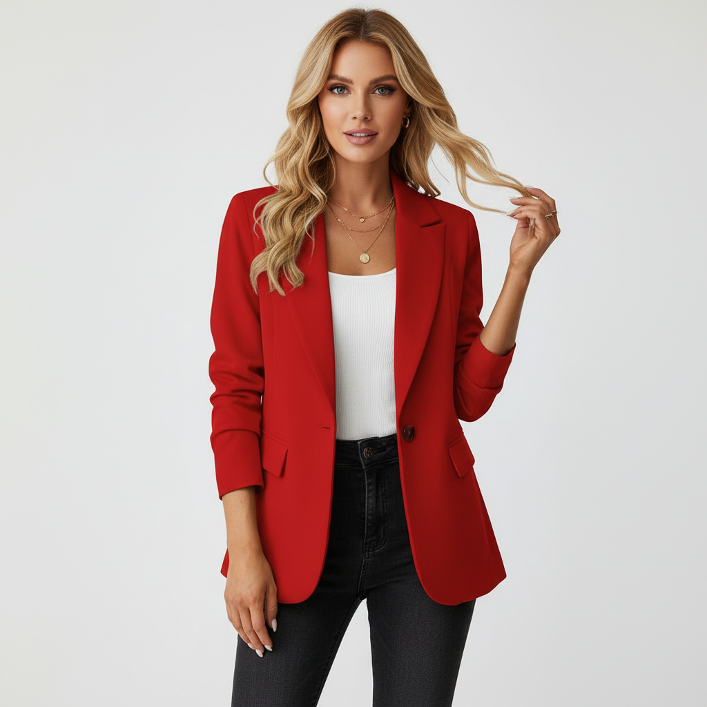 Notch Lapel Single Button Tailored Blazer 4