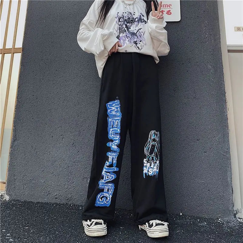 Anime Print Oversized Hip Hop Pants