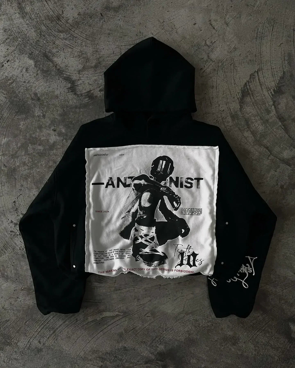Retro Patch Black Cotton Hoodie black 1 / S