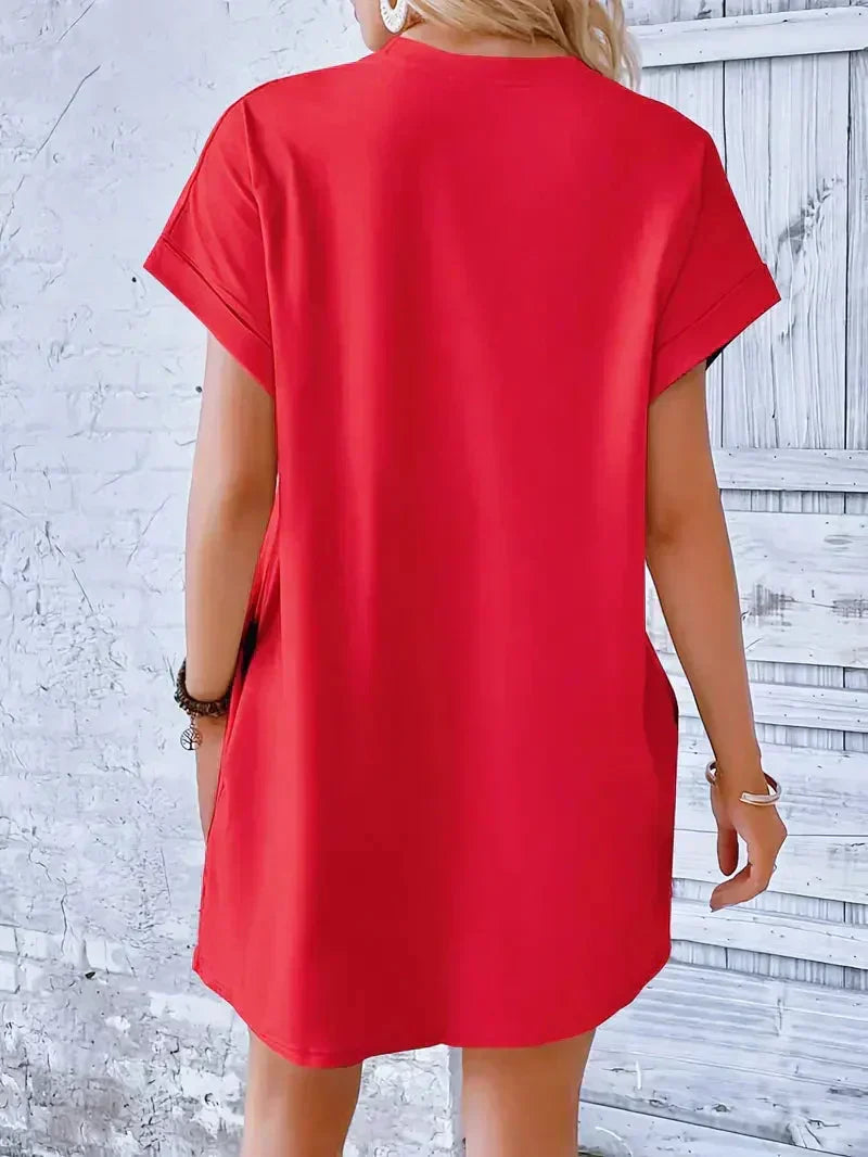 Short Sleeve Crew Neck Pocket T-Shirt Mini Dress - View 8