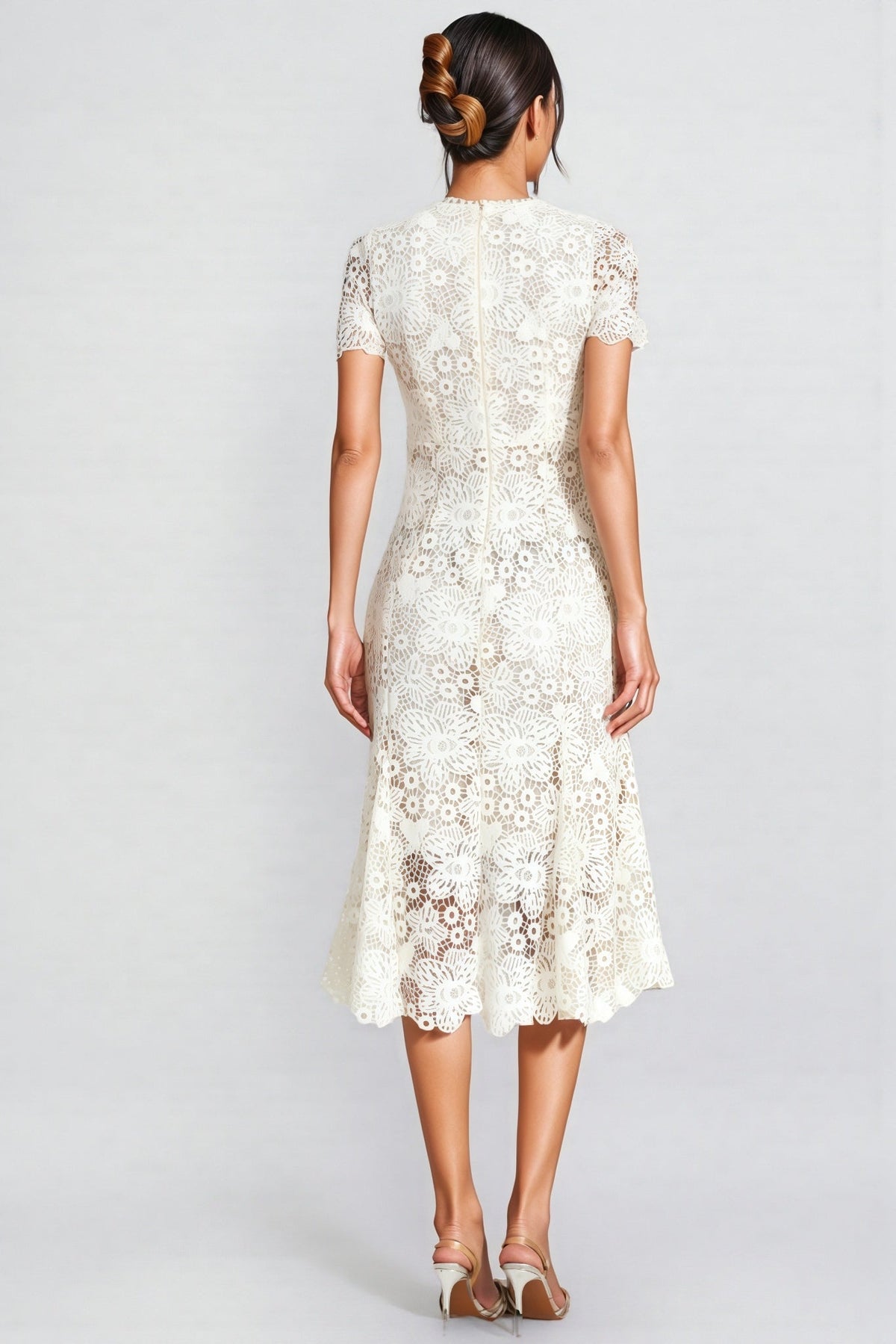 Nolaty beige Lace Mermaid Maxi Dress - View 7