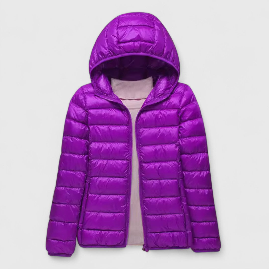 Hooded Zip Front Lightweight Quilted Puffer Jacket 16