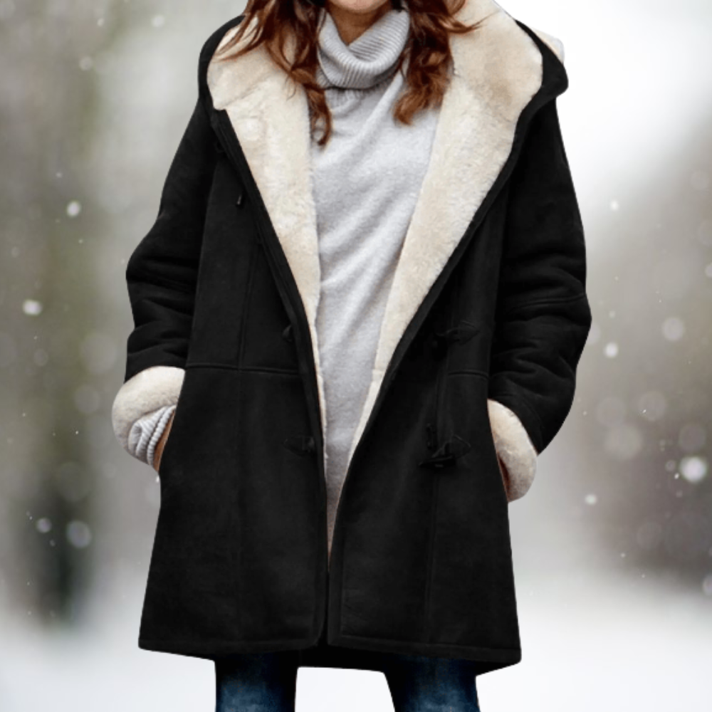 Hooded Fleece Lined Suede-Look Toggle Coat 2
