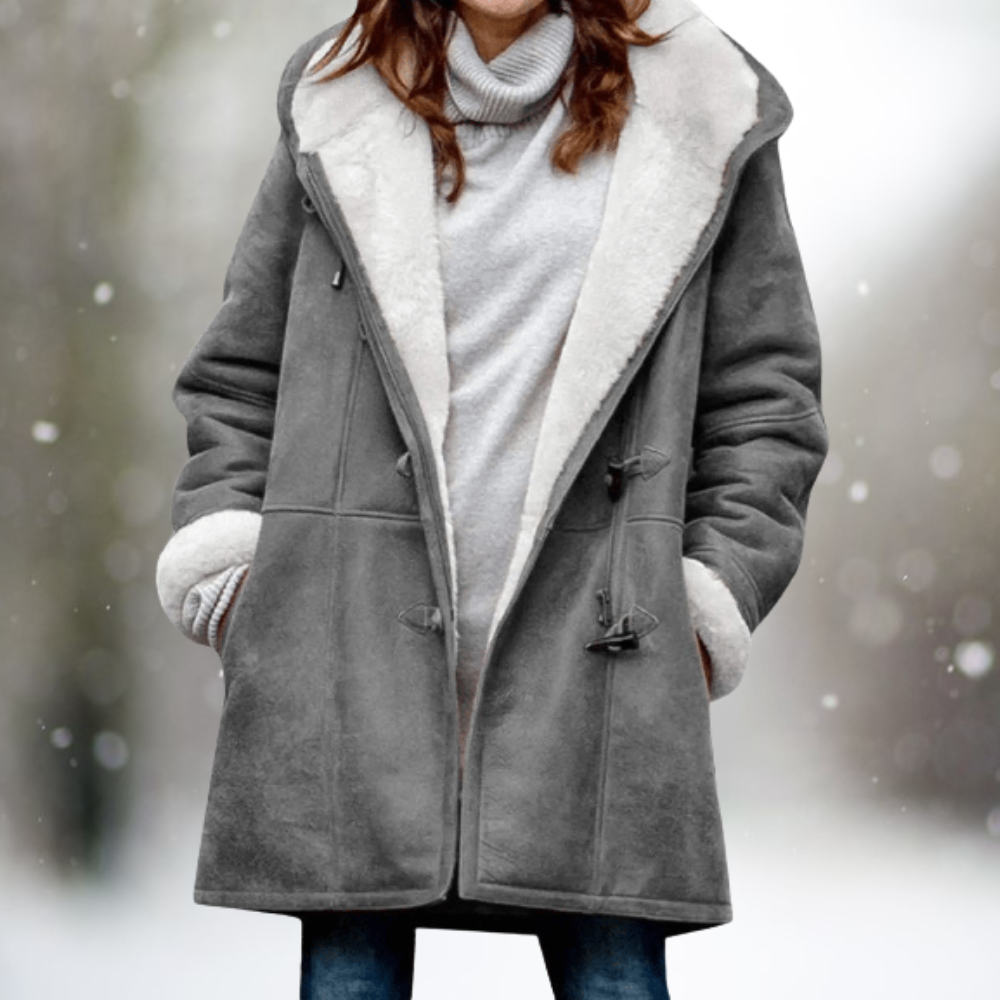 Hooded Fleece Lined Suede-Look Toggle Coat 4