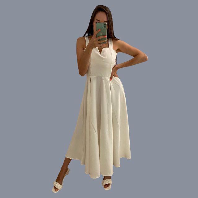 Cocktail Sleeveless Sweetheart Neck Wide Strap A-Line Midi Dress - View 13