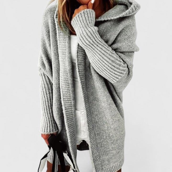 Hooded Oversized Open Front Knit Cardigan 3