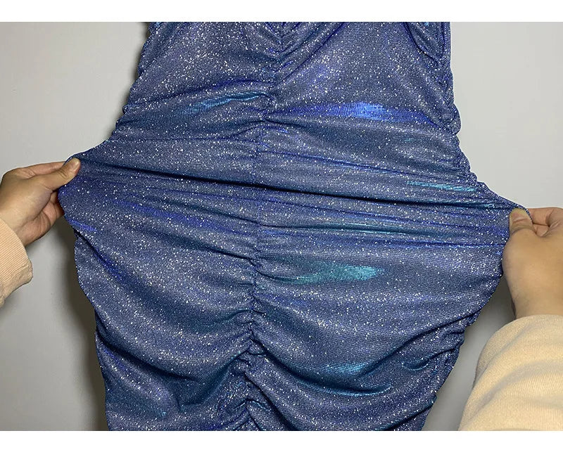 Glitter Spaghetti Strap Bodycon Mini Party Dress - View 6