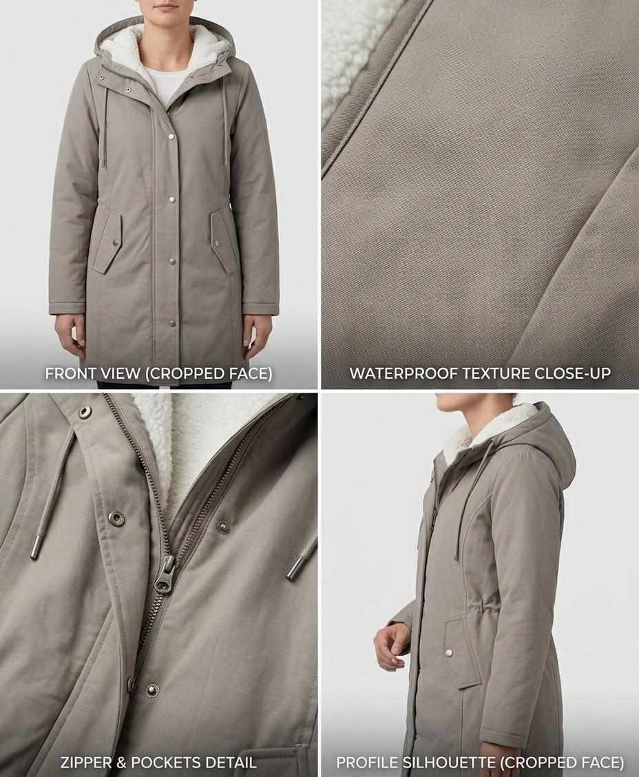 Hooded Sherpa Lined Zip Front Parka Coat 22