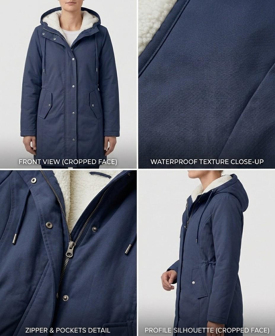 Hooded Sherpa Lined Zip Front Parka Coat 8