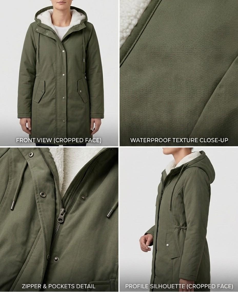 Hooded Sherpa Lined Zip Front Parka Coat 3