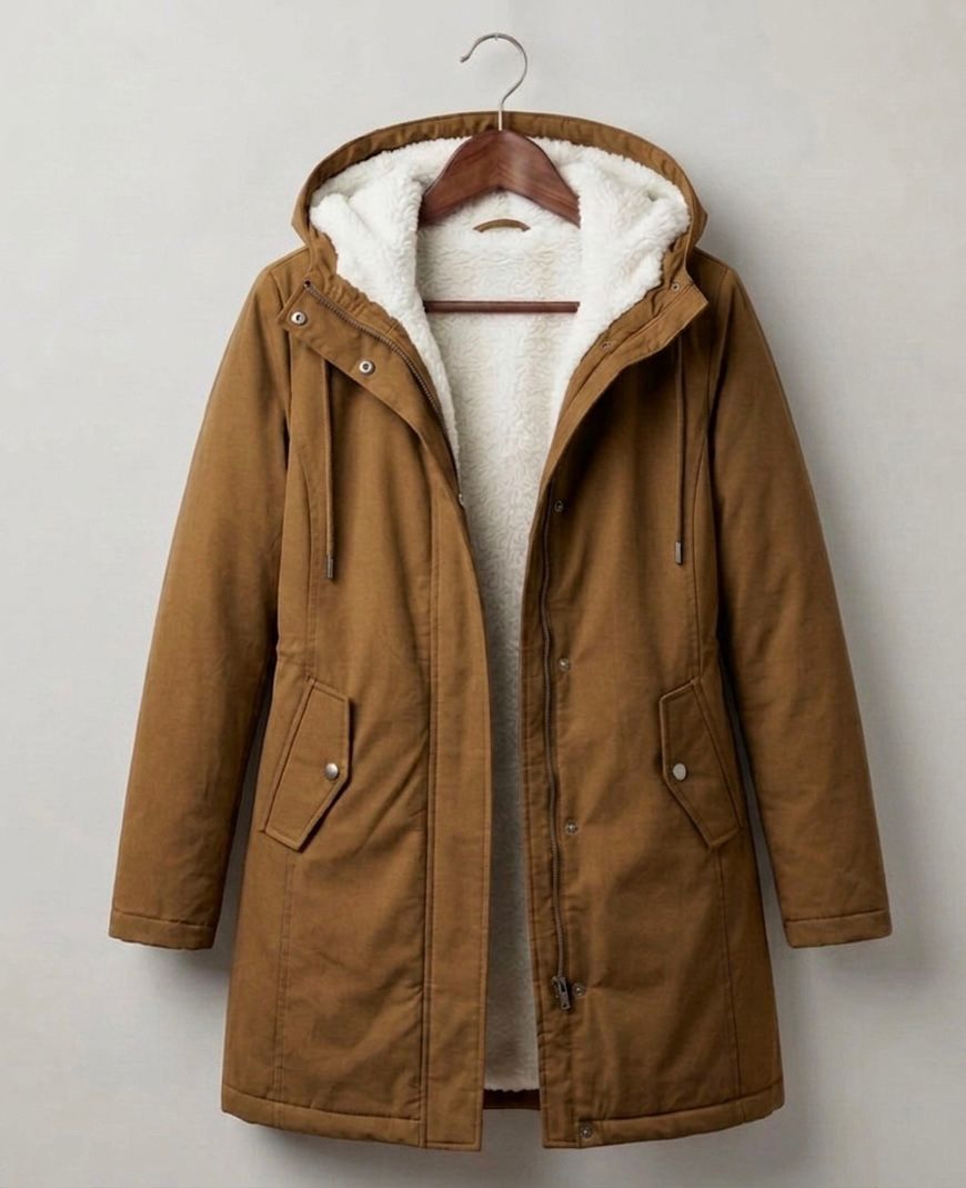 Hooded Sherpa Lined Longline Parka Coat 2