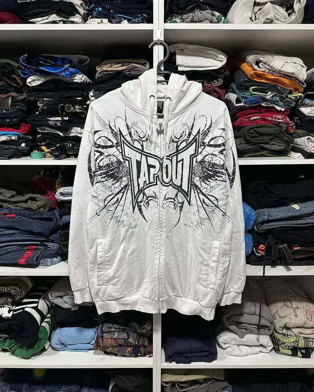 Grunge Zip Up Sweatshirt white 4 / M
