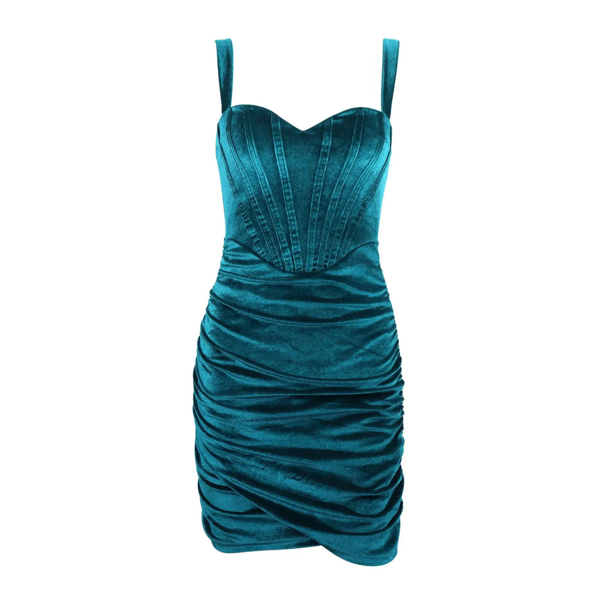 Sweetheart Corset Ruched Velvet Bodycon Mini Dress 6