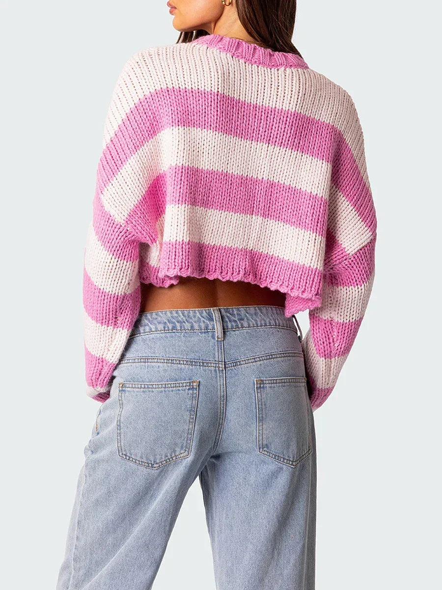 Striped Crew Neck Loose Sweater