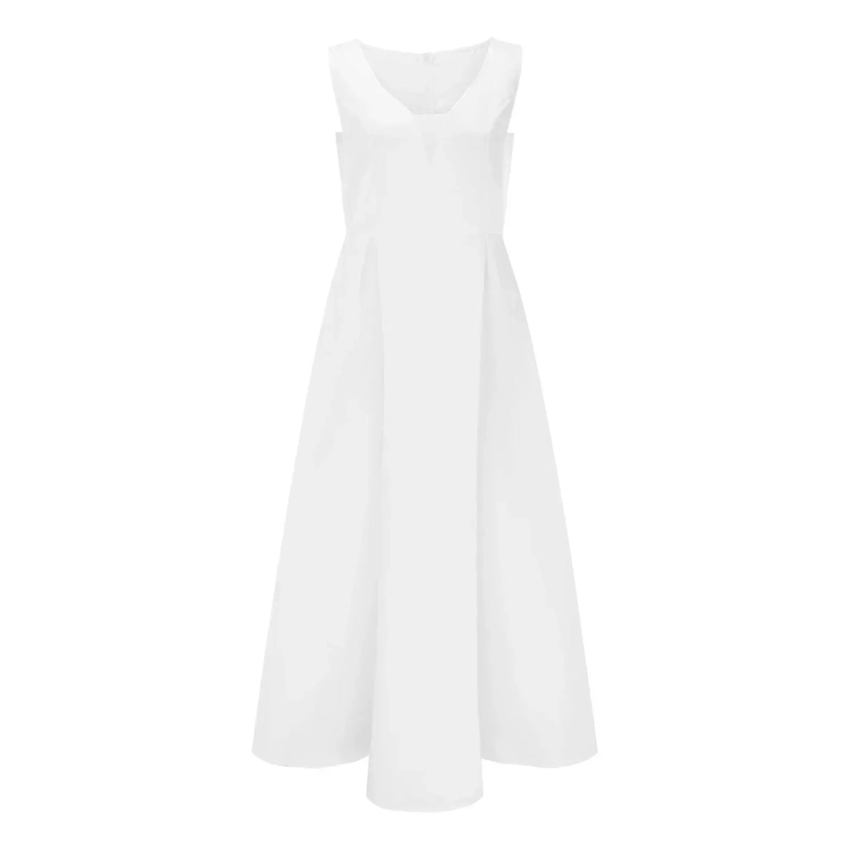 Deep V-Neck Sleeveless A-Line Pleated Waist Maxi Gown - View 2