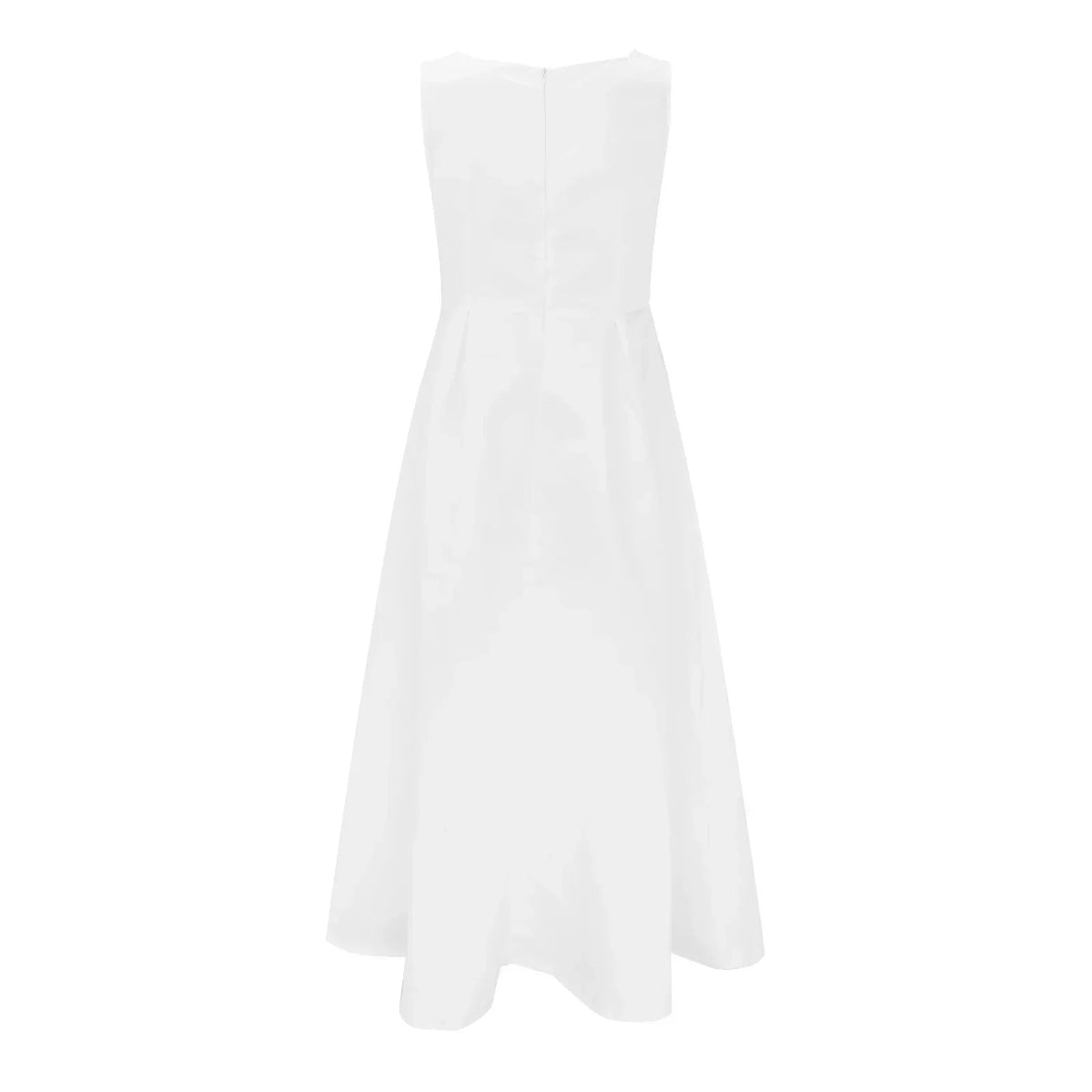 Deep V-Neck Sleeveless A-Line Pleated Waist Maxi Gown - View 3