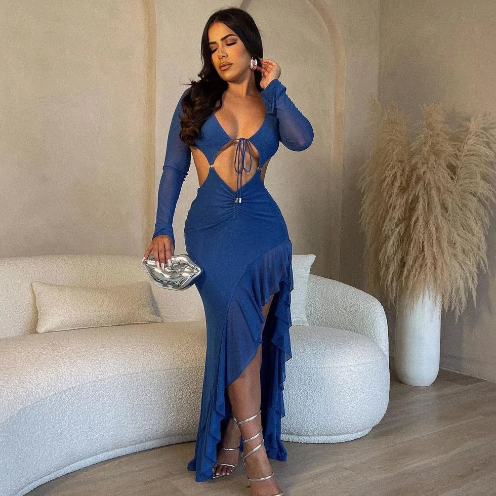 Hollow Backless High Wedding Clothing Y2K Midi Dresses - View 7