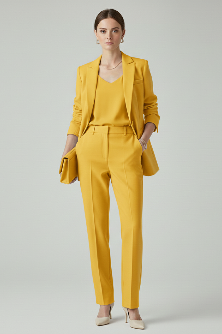 Notched Lapel Single Button Blazer and Trousers Two Piece Set 9