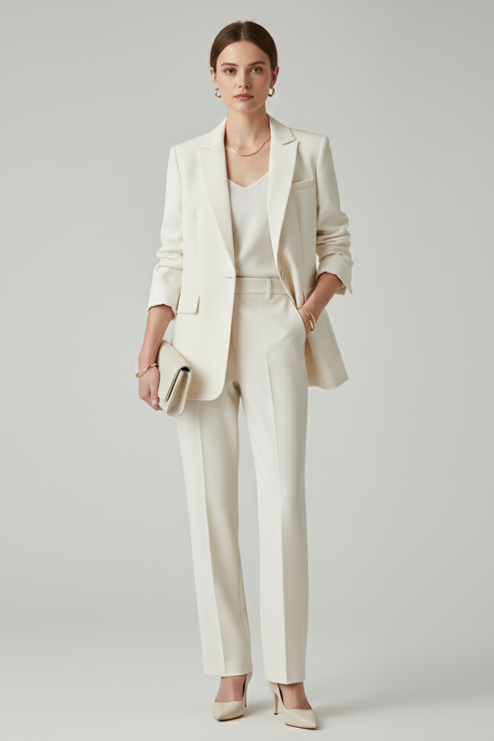 Notched Lapel Single Button Blazer and Trousers Two Piece Set 2