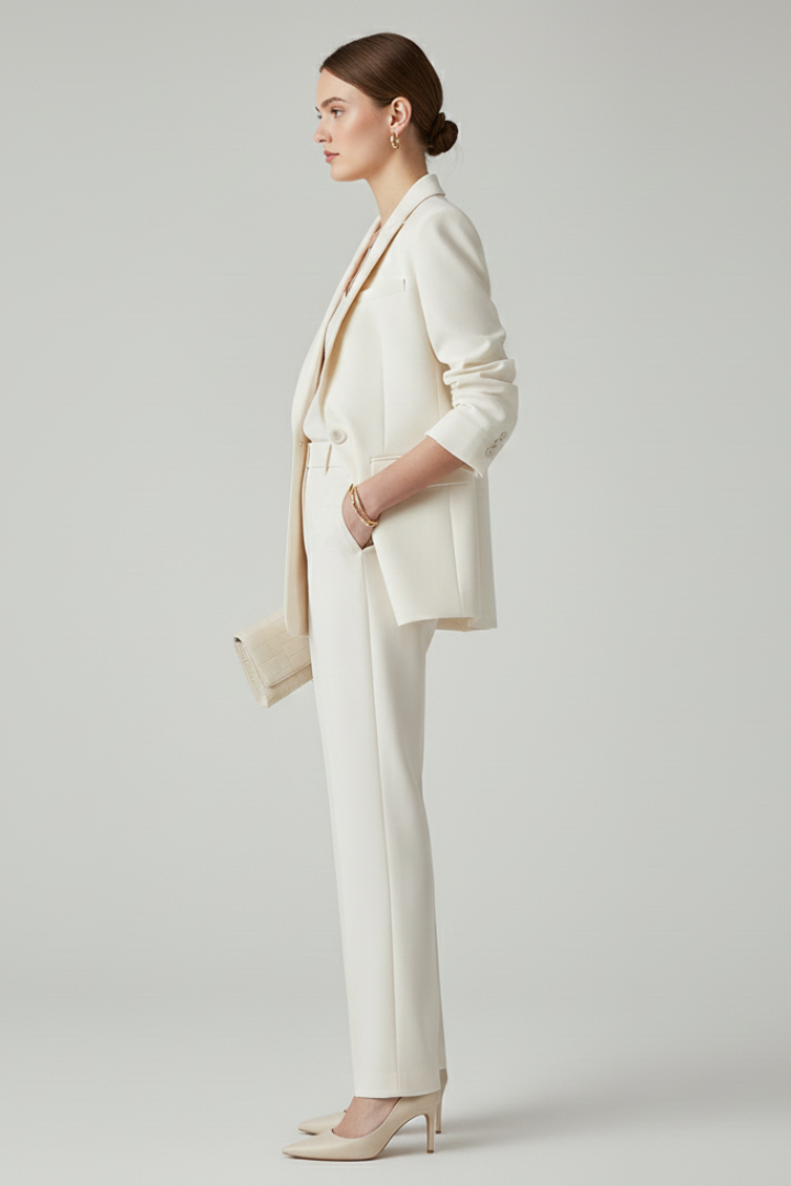 Notched Lapel Single Button Blazer and Trousers Two Piece Set 4