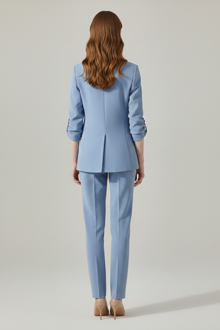 Notch Lapel Single Button Blazer and Trousers Two Piece Set 5