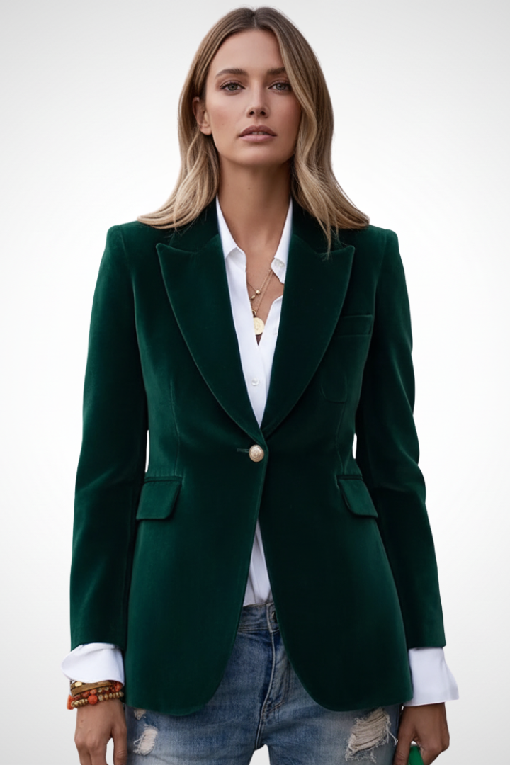 Velvet Peak Lapel Single Button Blazer 6