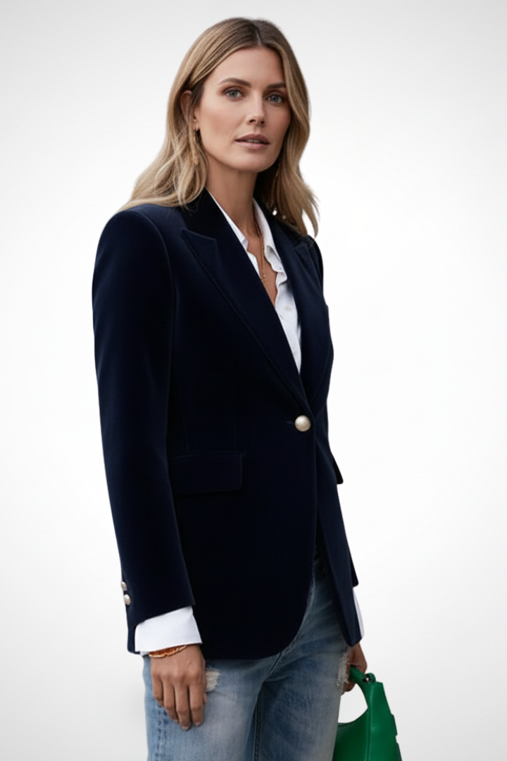 Velvet Peak Lapel Single Button Blazer 5