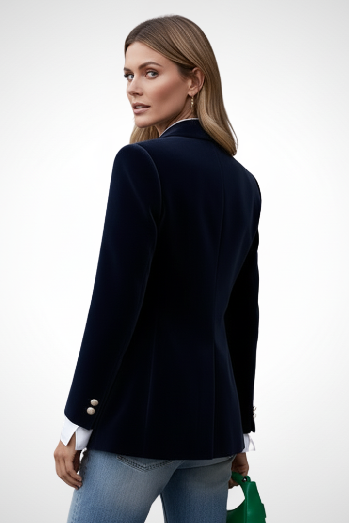 Velvet Peak Lapel Single Button Blazer 3