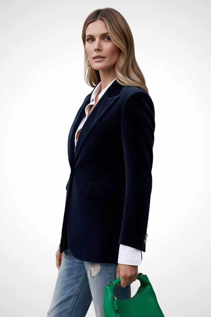Velvet Peak Lapel Single Button Blazer 4