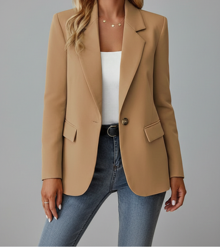 Notched Lapel Single Button Blazer 6