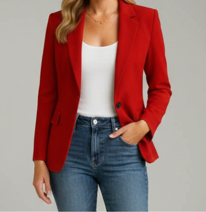 Notched Lapel Single Button Blazer 2