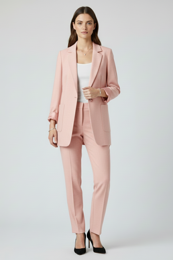 Notch Lapel Open Front Patch Pocket Longline Blazer 9