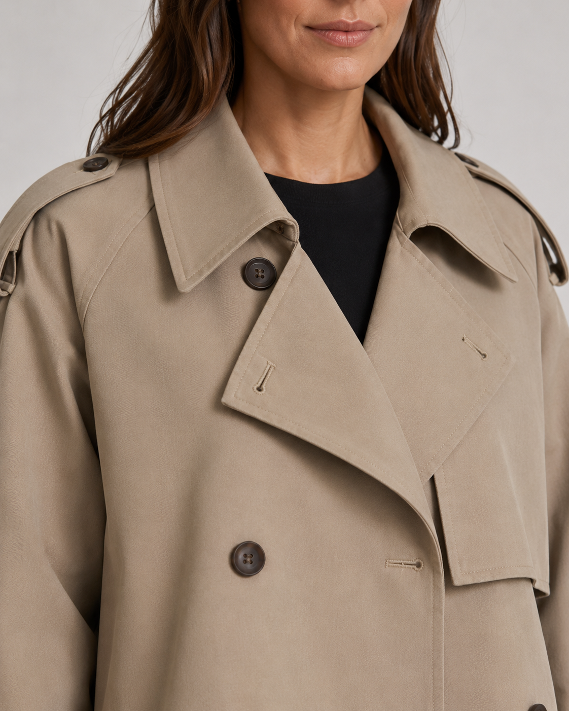 Double Breasted Buckle Cuff Cropped Trench Coat 4