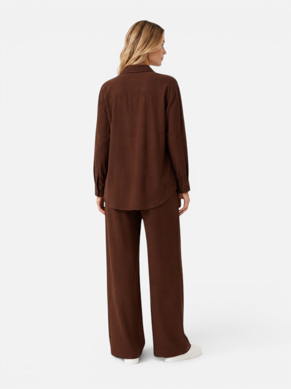 Oversized Shirt and Wide Leg Pants Two Piece Set 3
