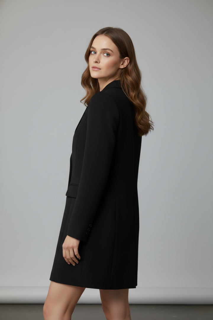 Notch Lapel Single Breasted Longline Blazer 4