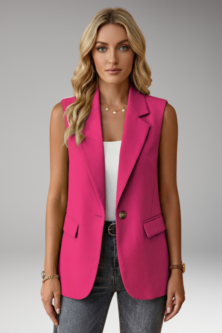 Notch Lapel Single Button Sleeveless Blazer Vest 9