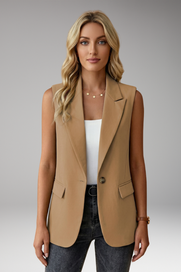 Notch Lapel Single Button Sleeveless Blazer Vest 12