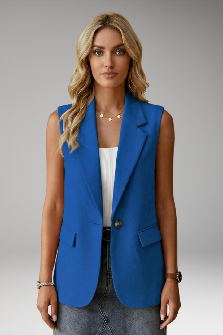 Notch Lapel Single Button Sleeveless Blazer Vest 13