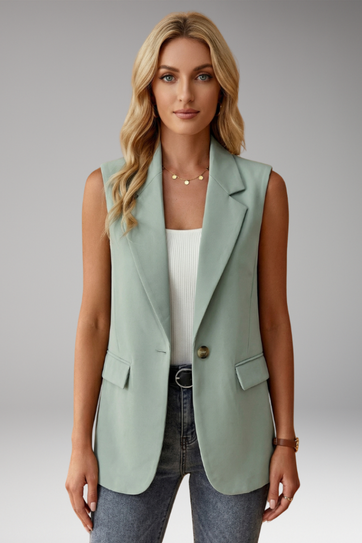 Notch Lapel Single Button Sleeveless Blazer Vest 2
