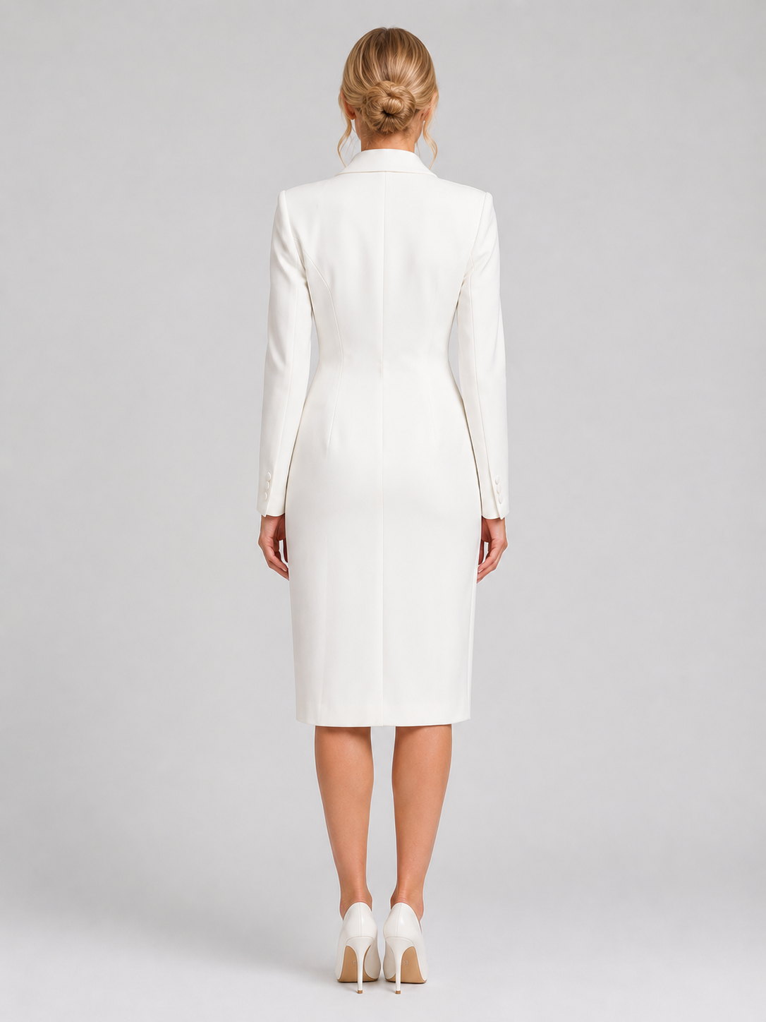 Double Breasted Peak Lapel Blazer Midi Dress 3