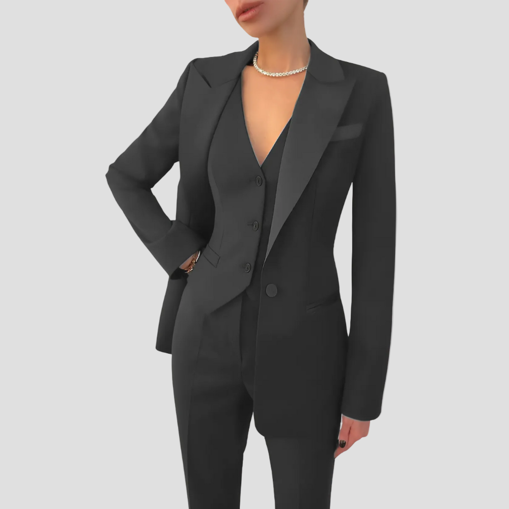 Single Breasted Blazer Vest and Trousers Three Piece Suit 4