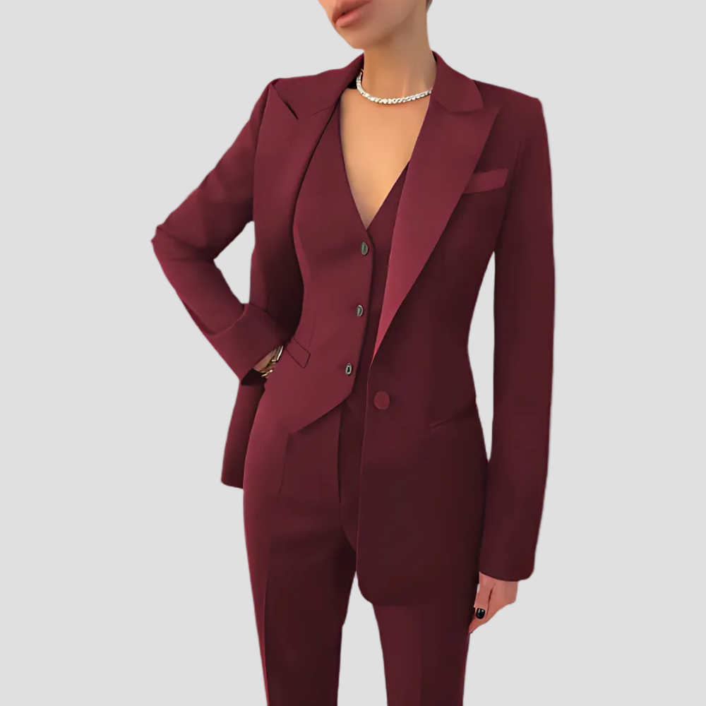 Single Breasted Blazer Vest and Trousers Three Piece Suit 5