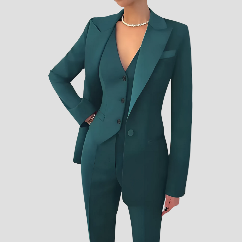 Single Breasted Blazer Vest and Trousers Three Piece Suit 8