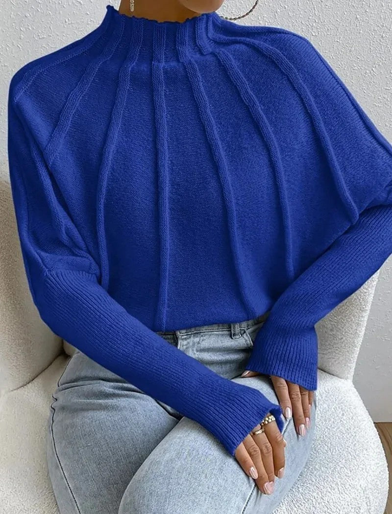 Mock Neck Long Sleeve Pintuck Sweater 10